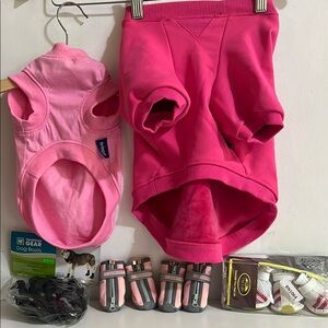 Pink Dog Hoodie and Vest Set with booties Bundle